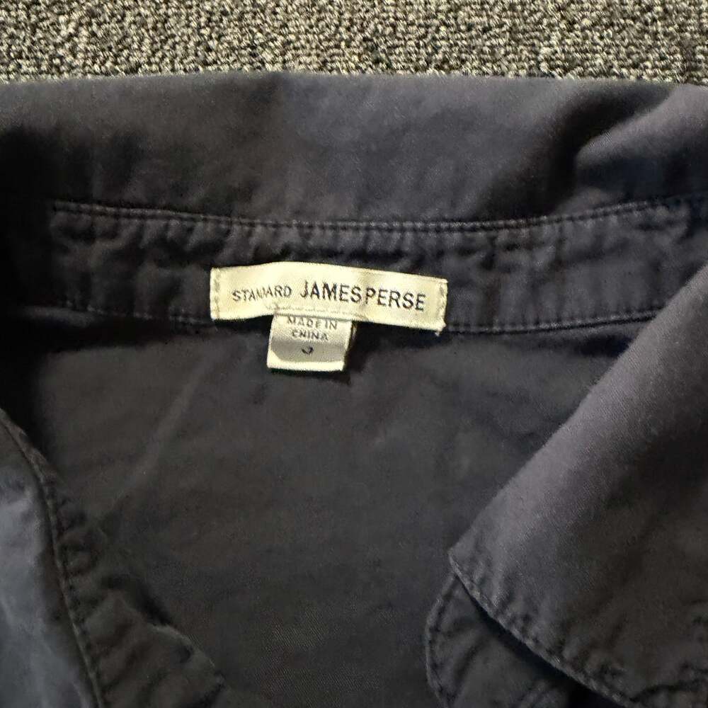 Vintage Y2k Standard James Perse Navy Cotton Knit Button Down 3/4 Sleeve S - Picture 3 of 6